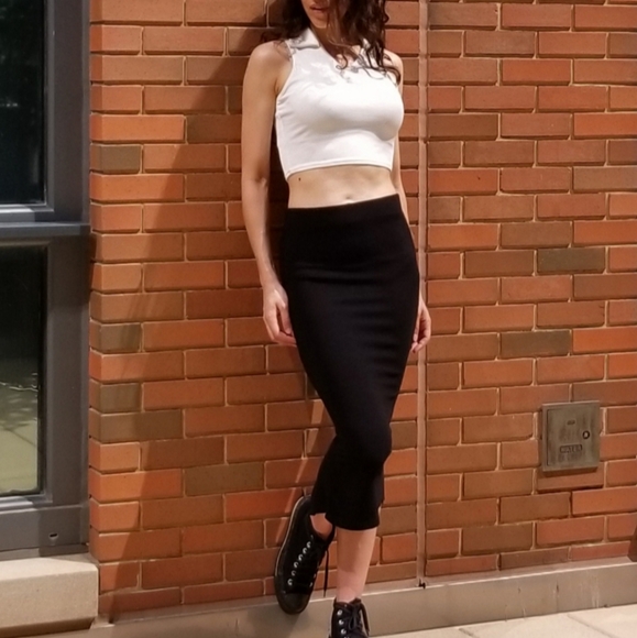 Zara Black Stretch Pencil Skirt sz S - Picture 7 of 7